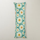 Coussins Longs Marguerites sur un fond bleu doux (Dos (Vertical))