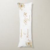 Coussins Longs Mariage de monogramme or Floral (Devant (Vertical))