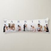 Coussins Longs Mariage Photo Collage 7 Photo Off White MARIED (Devant)