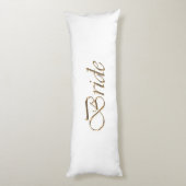 Coussins Longs Mariée, écriture or élégant chic blanc (Dos (Vertical))