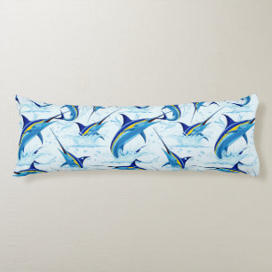 Coussins Longs Marlin Bleu Jaillissant de l'Océan