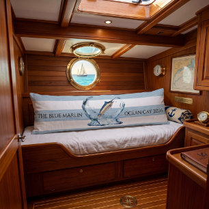 Coussins Longs Marlin Bleu Marine Rayé Personnalisé