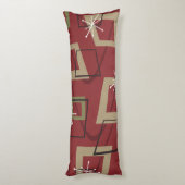 Coussins Longs Maroon moderne du milieu du siècle (Dos (Vertical))