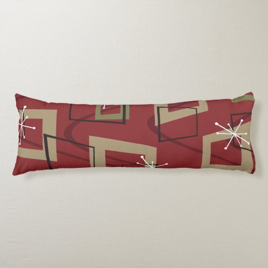 Coussins Longs Maroon moderne du milieu du siècle (Devant)