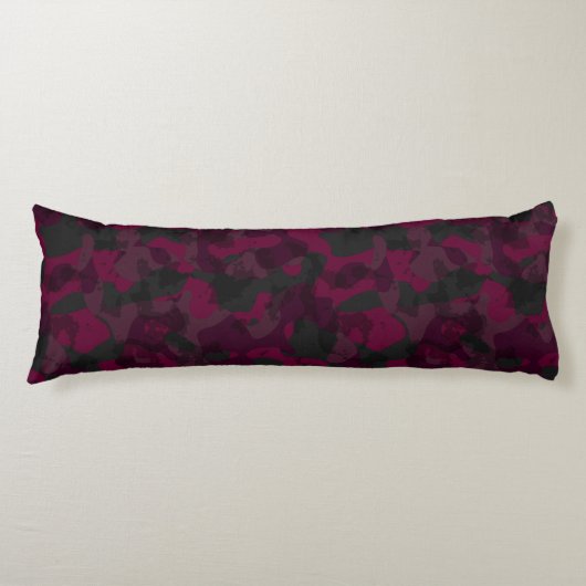 Coussins Longs Marron, mûre et camouflage gris abstrait (Devant)