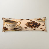 Coussins Longs Matin, grain de café endormi drôle de café identif (Dos)