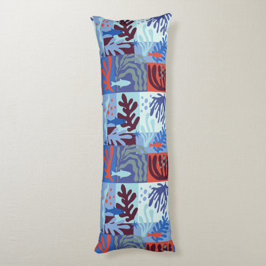 Coussins Longs Matisse Inspiré Ocean Life Papier Coupes Bleu (Dos (Vertical))