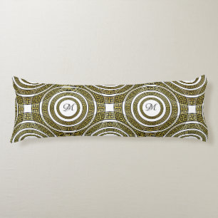 Coussins Longs Méandre à clé grecque en monogramme de symétrie gé