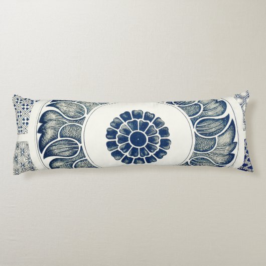 Coussins Longs Médaillon Chinois : Chinoiserie Bleu Indigo (Dos)