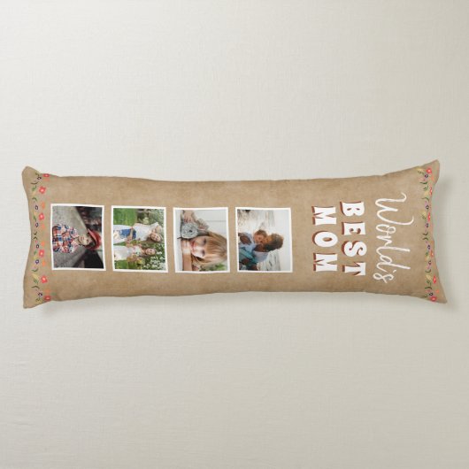Coussins Longs Meilleure maman Fleurs Floral Rustic Photo (Dos)