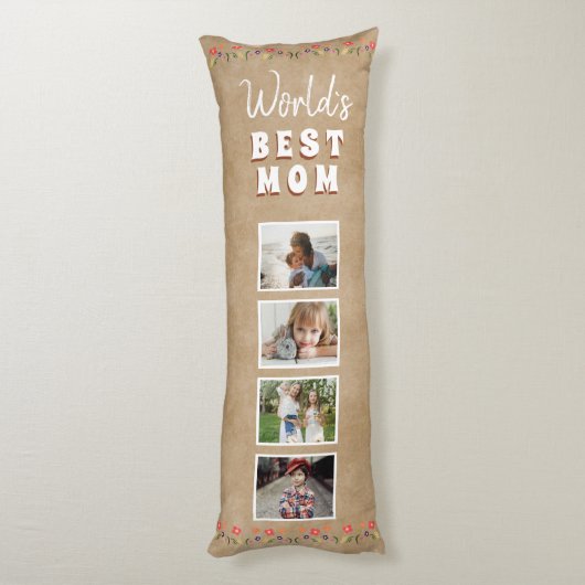 Coussins Longs Meilleure maman Fleurs Floral Rustic Photo (Dos (Vertical))