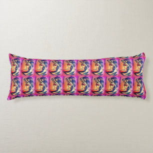 Coussins Longs mermaid aux cheveux foncés beautés rose