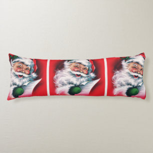 Coussins Longs Merry Christmas,vintage,retro,Santa claus,happy