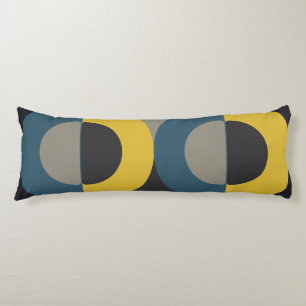 Coussins Longs Mi-siècle moderne bleu jaune Gunmetal