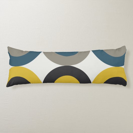 Coussins Longs Mi-siècle moderne bleu jaune Gunmetal (Devant)