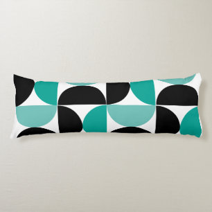 Coussins Longs Mi-siècle moderne noir blanc et menthe
