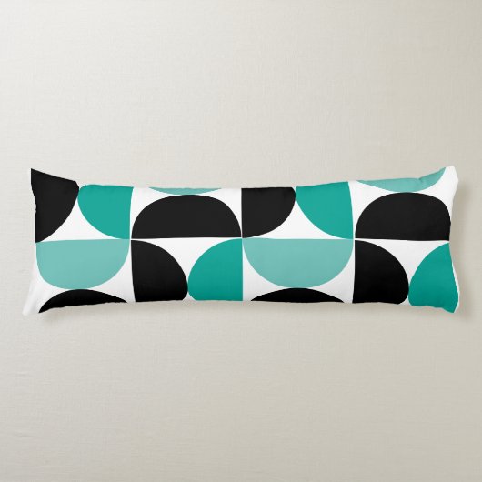 Coussins Longs Mi-siècle moderne noir blanc et menthe (Devant)