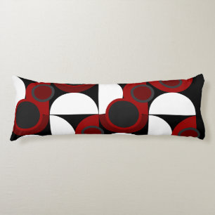 Coussins Longs Mi-siècle moderne rouge, noir et gris