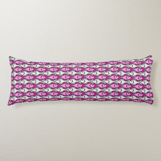 Coussins Longs Mi-siècle Poisson moderne, rose et gris (Devant)