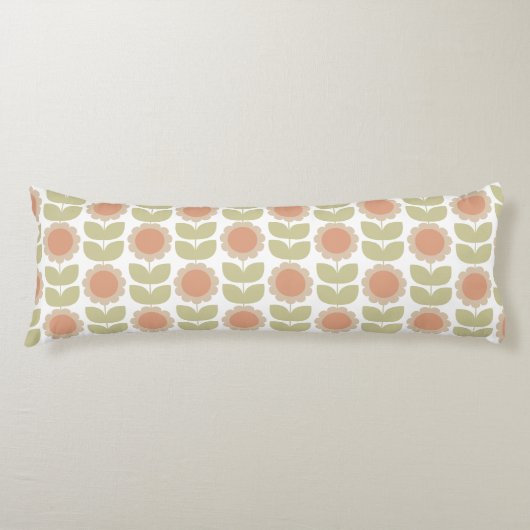 Coussins Longs  Mid-Century Pastel Pink Retro Floral Pattern (Devant)