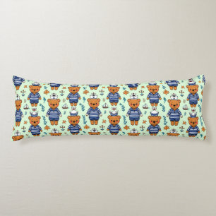 Coussins Longs Mignon ours marin à motif rayures marine