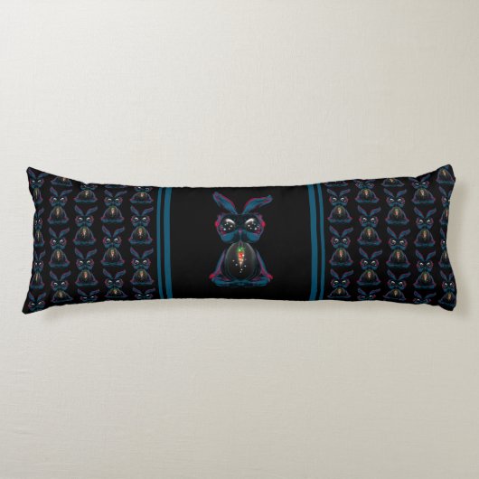 Coussins Longs Mignonne Eyes Rabbit en Yoga Pose Méditation (Devant)