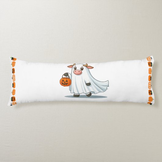 Coussins Longs Mignonne, lunatique, vache fantôme (Devant)