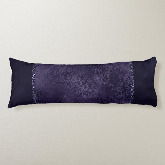 Coussins Longs Minuit Indigo Romance | Satiny Grunge Damask (Devant)