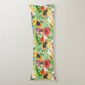 Coussins Longs Mix-fruit tropical, fleurs et feuilles sur blanc (Devant (Vertical))