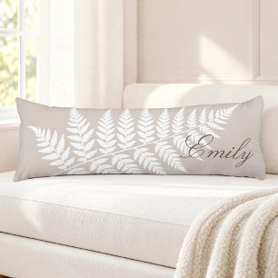 Coussins Longs Mocha Taupe Blanc Fern Élégant Minimaliste