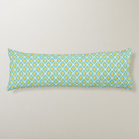 Coussins Longs Mode jaune bleue d'ikat tribal moderne (Devant)