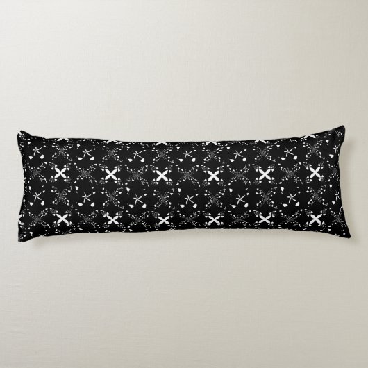 Coussins Longs Modèle floral Abstrait unique noir et blanc (Dos)