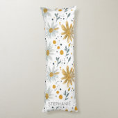 Coussins Longs Modèle floral blanc et jaune (Dos (Vertical))