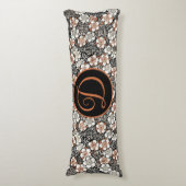 Coussins Longs Modèle floral noir et rouge japonais (Devant (Vertical))