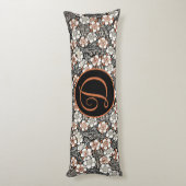 Coussins Longs Modèle floral noir et rouge japonais (Dos (Vertical))