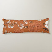 Coussins Longs Modèle Floral Orange Brûlé (Dos)