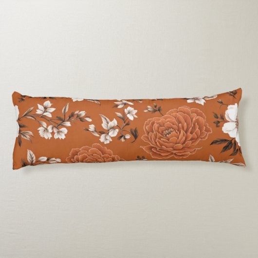 Coussins Longs Modèle Floral Orange Brûlé (Dos)
