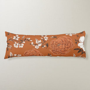 Coussins Longs Modèle Floral Orange Brûlé
