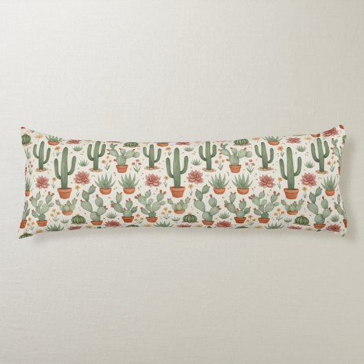 Coussins Longs Modèle sans couture de cactus de désert succulent (Devant)