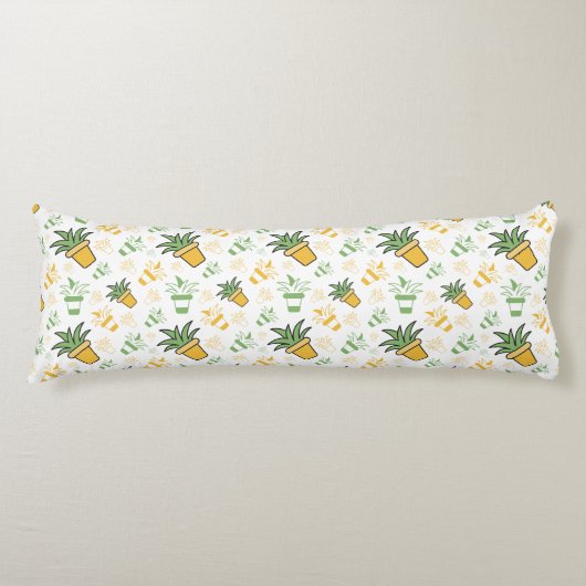 Coussins Longs Modèle sans couture de plantes en pot botaniques (Devant)