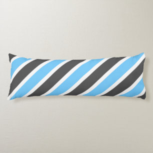 Coussins Longs Modern Ciel Bleu Gris Bandes Diagonales