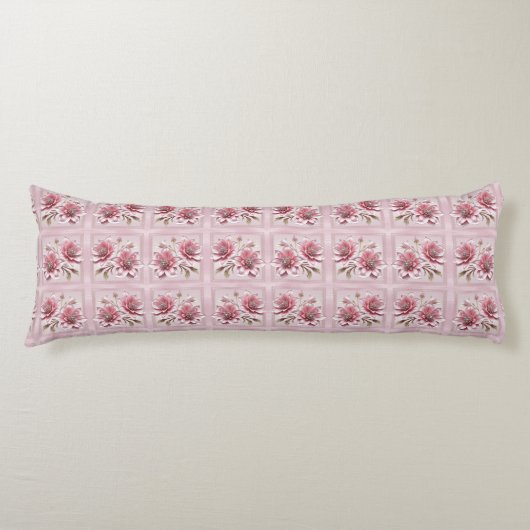 Coussins Longs Modern Pink Flowers Body Pillow (Devant)