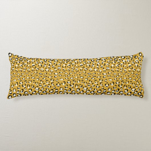 Coussins Longs Moderne chic imprimé guépard doré à monogramme (Devant)