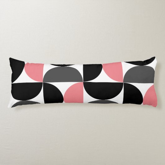 Coussins Longs Moderne de milieu de siècle Rose Noir et Blanc  (Devant)