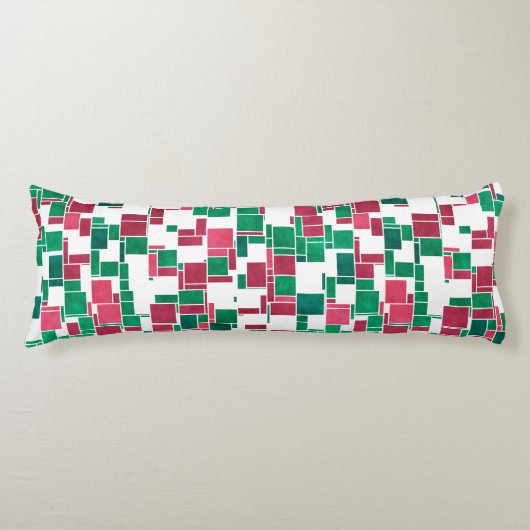 Coussins Longs Moderne Gras Rouge et Vert Noël Mondrian (Devant)