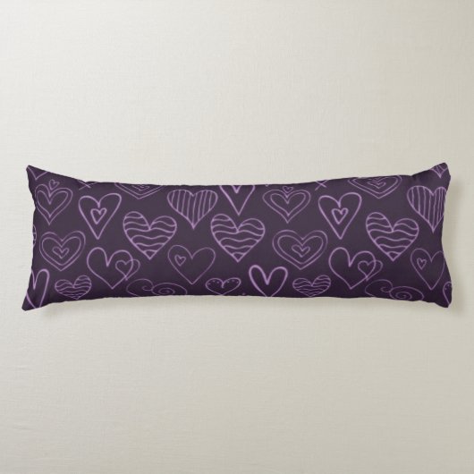 Coussins Longs Moderne motif de cœurs violets foncés (Devant)
