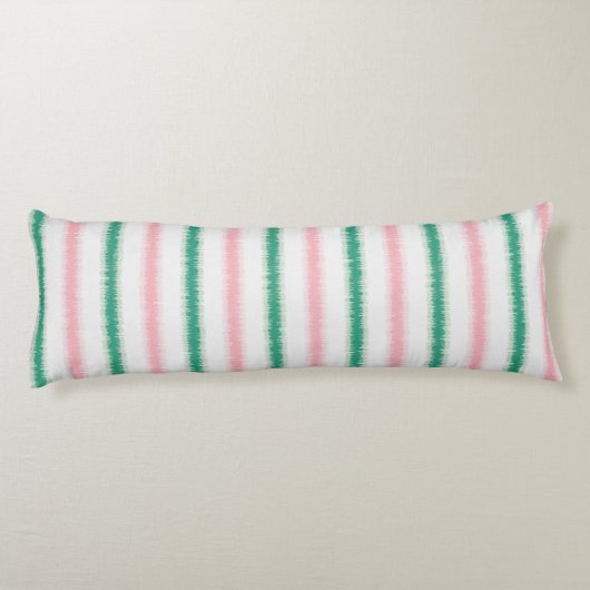 Coussins Longs Moderne motif texturé rose vert ikat rayures (Dos)