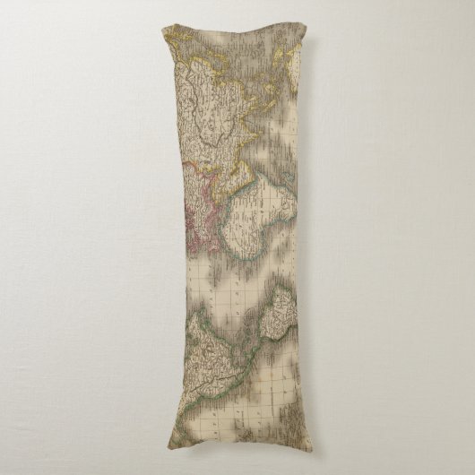 Coussins Longs Monde, la projection de Mercator 2 (Devant (Vertical))