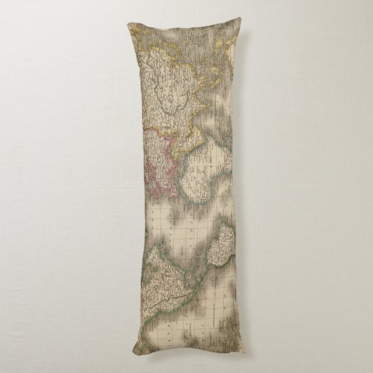 Coussins Longs Monde, la projection de Mercator 2 (Dos (Vertical))