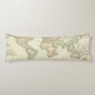 Coussins Longs Monde sur la projection de Mercator